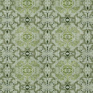 Homeroots 3' Elegant Artichoke Green Medallion Rug - Washable Indoor/Outdoor Solution For Any Space 9' X 12' Polyester 586736