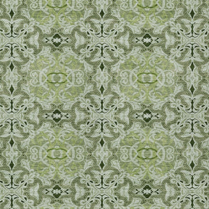 Homeroots 3' Elegant Artichoke Green Medallion Rug - Washable Indoor/Outdoor Solution For Any Space 10' X 14' Polyester 586737