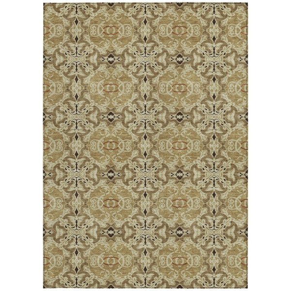 Homeroots 3' Elegant Artichoke Green Medallion Rug - Washable Indoor/Outdoor Solution For Any Space 3' X 5' Polyester 586738