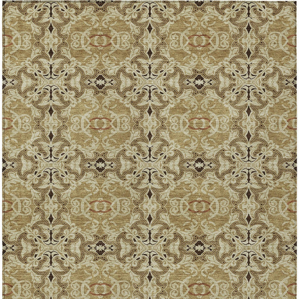 Homeroots 3' Elegant Artichoke Green Medallion Rug - Washable Indoor/Outdoor Solution For Any Space 3' X 5' Polyester 586738