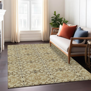 Homeroots 3' Elegant Artichoke Green Medallion Rug - Washable Indoor/Outdoor Solution For Any Space 3' X 5' Polyester 586738