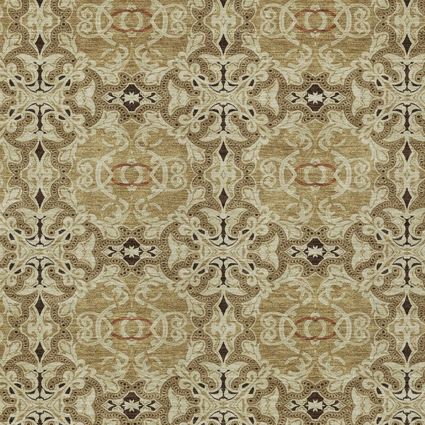 Homeroots 3' Elegant Artichoke Green Medallion Rug - Washable Indoor/Outdoor Solution For Any Space 5' X 8' Polyester 586739