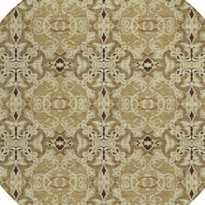 Homeroots 3' Elegant Artichoke Green Medallion Rug - Washable Indoor/Outdoor Solution For Any Space 8' Round Polyester 586740