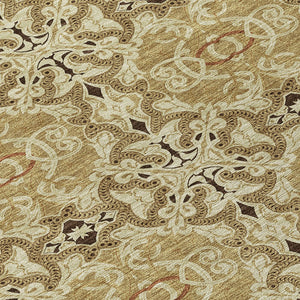 Homeroots 3' Elegant Artichoke Green Medallion Rug - Washable Indoor/Outdoor Solution For Any Space 8' Round Polyester 586740