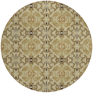 Homeroots 3' Elegant Artichoke Green Medallion Rug - Washable Indoor/Outdoor Solution For Any Space 8' Round Polyester 586740