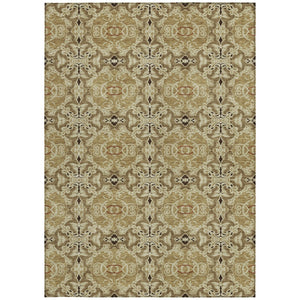Homeroots 3' Elegant Artichoke Green Medallion Rug - Washable Indoor/Outdoor Solution For Any Space 9' X 12' Polyester 586742
