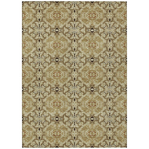 HomeRoots 9' Durable Medallion Washable Area Rug - Stylish Brown, Beige, and Tan Design for Indoor/Outdoor Use 9' X 12' 586742