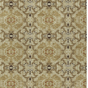 Homeroots 3' Elegant Artichoke Green Medallion Rug - Washable Indoor/Outdoor Solution For Any Space 9' X 12' Polyester 586742
