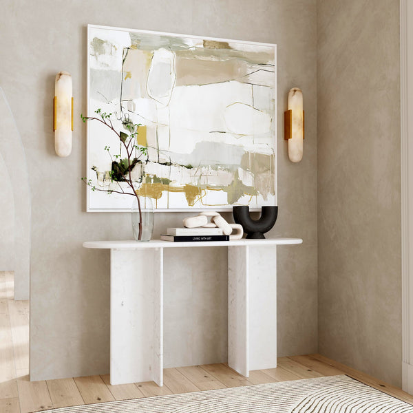 Butler Specialty Vienna All-marble Console Table - Luxurious Entryway & Living Room Accent With Timeless Elegance White Banswara Marble 5867455-butler