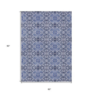 Homeroots 3' Elegant Artichoke Green Medallion Rug - Washable Indoor/Outdoor Solution For Any Space 5' X 8' Polyester 586745