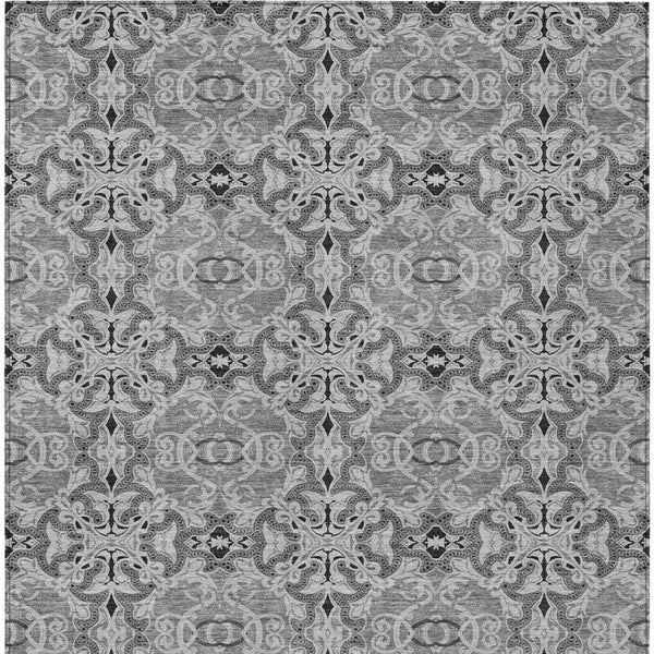 Homeroots 3' Elegant Artichoke Green Medallion Rug - Washable Indoor/Outdoor Solution For Any Space 9' X 12' Polyester 586754