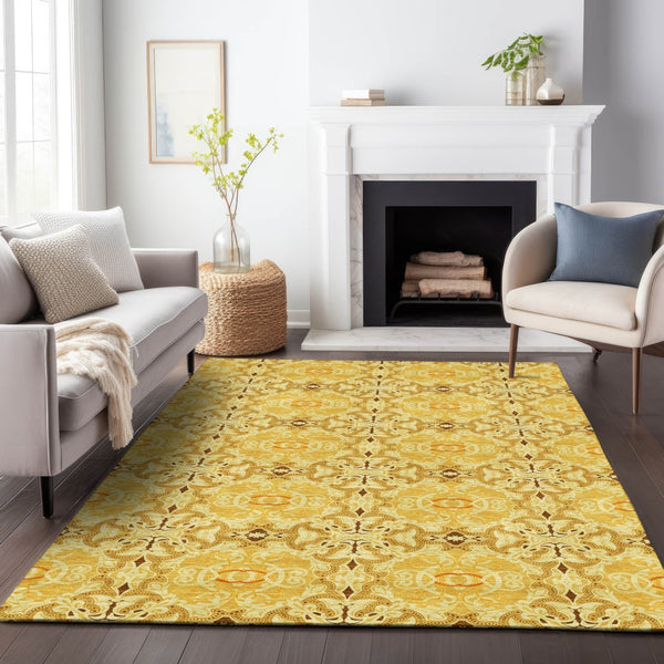 Homeroots 3' Elegant Artichoke Green Medallion Rug - Washable Indoor/Outdoor Solution For Any Space 3' X 5' Polyester 586756