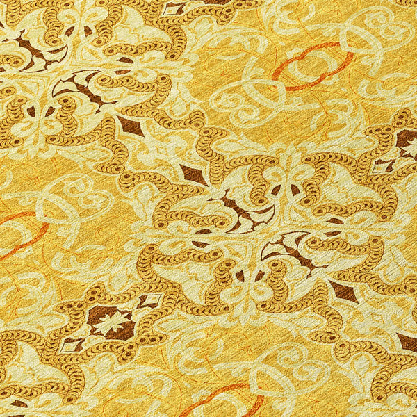 Homeroots 3' Elegant Artichoke Green Medallion Rug - Washable Indoor/Outdoor Solution For Any Space 8' Round Polyester 586758