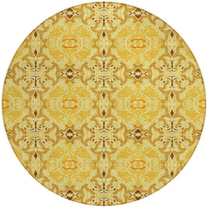 Homeroots 3' Elegant Artichoke Green Medallion Rug - Washable Indoor/Outdoor Solution For Any Space 8' Round Polyester 586758