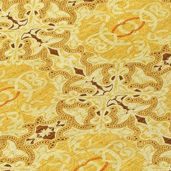 Homeroots 3' Elegant Artichoke Green Medallion Rug - Washable Indoor/Outdoor Solution For Any Space 8' X 10' Polyester 586759