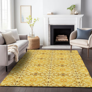 Homeroots 3' Elegant Artichoke Green Medallion Rug - Washable Indoor/Outdoor Solution For Any Space 8' X 10' Polyester 586759