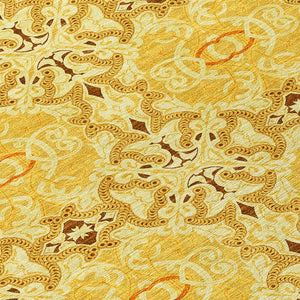 Homeroots 3' Elegant Artichoke Green Medallion Rug - Washable Indoor/Outdoor Solution For Any Space 10' X 14' Polyester 586761