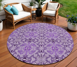 Homeroots 3' Elegant Artichoke Green Medallion Rug - Washable Indoor/Outdoor Solution For Any Space 8' Round Polyester 586764