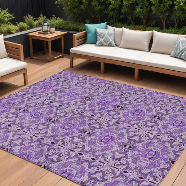Homeroots 3' Elegant Artichoke Green Medallion Rug - Washable Indoor/Outdoor Solution For Any Space 8' X 10' Polyester 586765