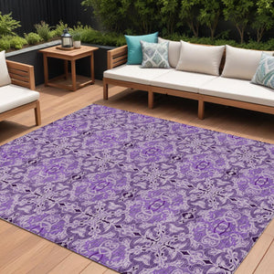 Homeroots 3' Elegant Artichoke Green Medallion Rug - Washable Indoor/Outdoor Solution For Any Space 9' X 12' Polyester 586766