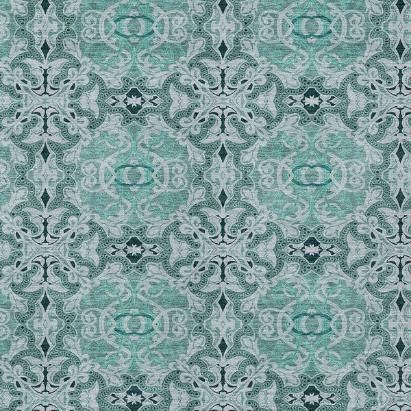 Homeroots 3' Elegant Artichoke Green Medallion Rug - Washable Indoor/Outdoor Solution For Any Space 3' X 5' Polyester 586768