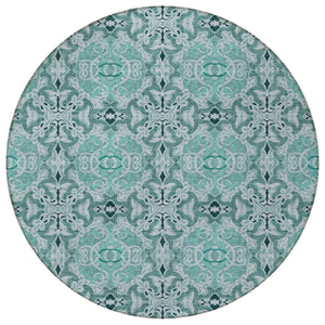 Homeroots 3' Elegant Artichoke Green Medallion Rug - Washable Indoor/Outdoor Solution For Any Space 8' Round Polyester 586770