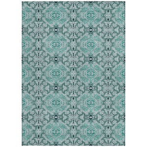 Homeroots 3' Elegant Artichoke Green Medallion Rug - Washable Indoor/Outdoor Solution For Any Space 9' X 12' Polyester 586772