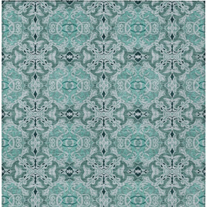 Homeroots 3' Elegant Artichoke Green Medallion Rug - Washable Indoor/Outdoor Solution For Any Space 10' X 14' Polyester 586773