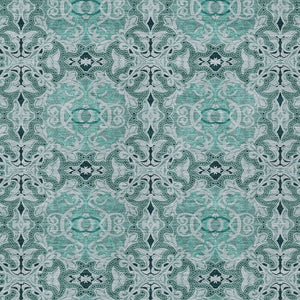 Homeroots 3' Elegant Artichoke Green Medallion Rug - Washable Indoor/Outdoor Solution For Any Space 10' X 14' Polyester 586773