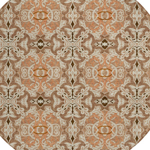 Homeroots 3' Elegant Artichoke Green Medallion Rug - Washable Indoor/Outdoor Solution For Any Space 8' Round Polyester 586776