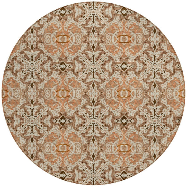 Homeroots 3' Elegant Artichoke Green Medallion Rug - Washable Indoor/Outdoor Solution For Any Space 8' Round Polyester 586776