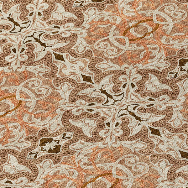 Homeroots 3' Elegant Artichoke Green Medallion Rug - Washable Indoor/Outdoor Solution For Any Space 8' X 10' Polyester 586777