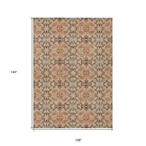 Homeroots 3' Elegant Artichoke Green Medallion Rug - Washable Indoor/Outdoor Solution For Any Space 9' X 12' Polyester 586778