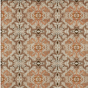 Homeroots 3' Elegant Artichoke Green Medallion Rug - Washable Indoor/Outdoor Solution For Any Space 9' X 12' Polyester 586778