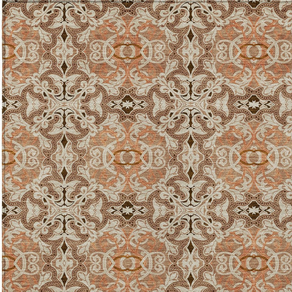 Homeroots 3' Elegant Artichoke Green Medallion Rug - Washable Indoor/Outdoor Solution For Any Space 9' X 12' Polyester 586778