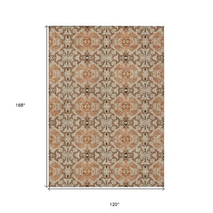 Homeroots 3' Elegant Artichoke Green Medallion Rug - Washable Indoor/Outdoor Solution For Any Space 10' X 14' Polyester 586779