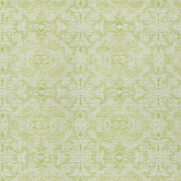 Homeroots 3' Artichoke Green Medallion Washable Area Rug - Stylish, Durable, Indoor Outdoor Decor Solution 5' X 8' Polyester 586781
