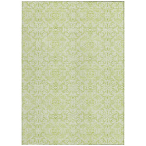 Homeroots 3' Artichoke Green Medallion Washable Area Rug - Stylish, Durable, Indoor Outdoor Decor Solution 5' X 8' Polyester 586781