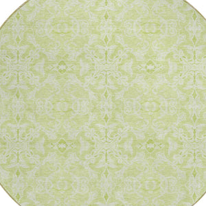 Homeroots 3' Artichoke Green Medallion Washable Area Rug - Stylish, Durable, Indoor Outdoor Decor Solution 8' Round Polyester 586782