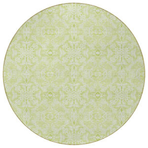 Homeroots 3' Artichoke Green Medallion Washable Area Rug - Stylish, Durable, Indoor Outdoor Decor Solution 8' Round Polyester 586782