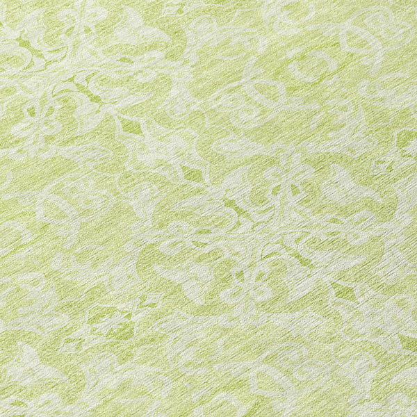 Homeroots 3' Artichoke Green Medallion Washable Area Rug - Stylish, Durable, Indoor Outdoor Decor Solution 8' Round Polyester 586782