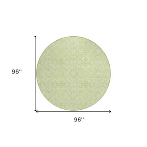 Homeroots 3' Artichoke Green Medallion Washable Area Rug - Stylish, Durable, Indoor Outdoor Decor Solution 8' Round Polyester 586782