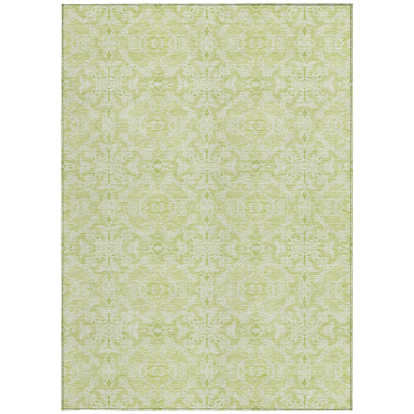 Homeroots 3' Artichoke Green Medallion Washable Area Rug - Stylish, Durable, Indoor Outdoor Decor Solution 8' X 10' Polyester 586783