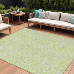 Homeroots 3' Artichoke Green Medallion Washable Area Rug - Stylish, Durable, Indoor Outdoor Decor Solution 9' X 12' Polyester 586784