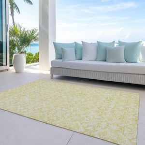 Homeroots 3' Artichoke Green Medallion Washable Area Rug - Stylish, Durable, Indoor Outdoor Decor Solution 3' X 5' Polyester 586786
