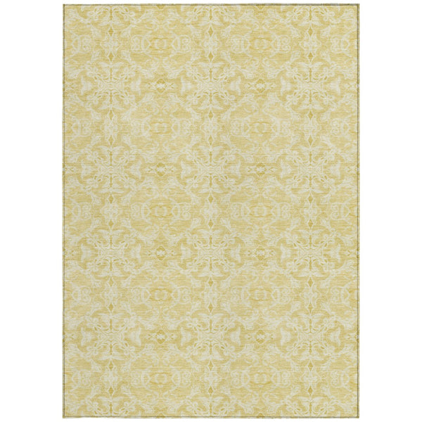 Homeroots 3' Artichoke Green Medallion Washable Area Rug - Stylish, Durable, Indoor Outdoor Decor Solution 5' X 8' Polyester 586787