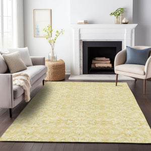 Homeroots 3' Artichoke Green Medallion Washable Area Rug - Stylish, Durable, Indoor Outdoor Decor Solution 5' X 8' Polyester 586787