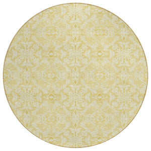HomeRoots 5' Gold and Ivory Medallion Indoor Outdoor Rug - Durable, Stylish, Washable, Perfect for High-Traffic Areas 8' Round 586788