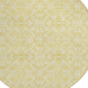 Homeroots 3' Artichoke Green Medallion Washable Area Rug - Stylish, Durable, Indoor Outdoor Decor Solution 8' Round Polyester 586788