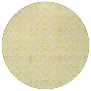 Homeroots 3' Artichoke Green Medallion Washable Area Rug - Stylish, Durable, Indoor Outdoor Decor Solution 8' Round Polyester 586788